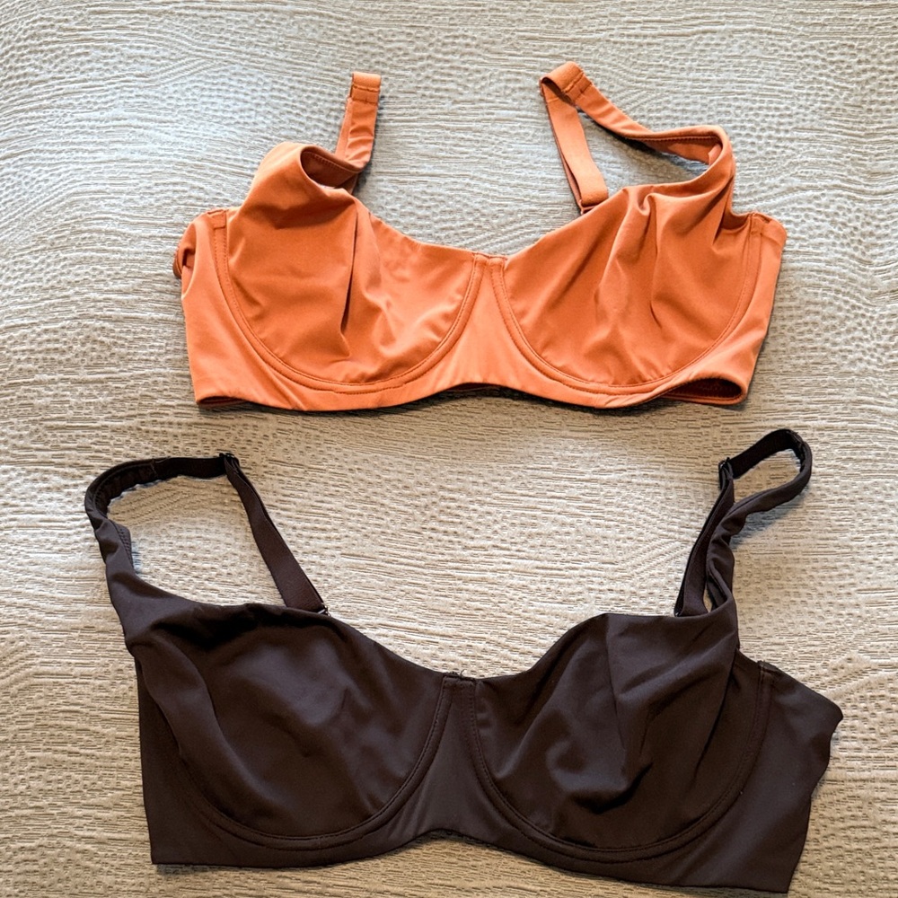 Women's Intimates Underwire Bra Set - dark nude and black